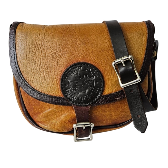 Vtg Duluth Pack | Leather Shell Purse | Two-Tone Brown | Made in USA | Unisex - Picture 1 of 16